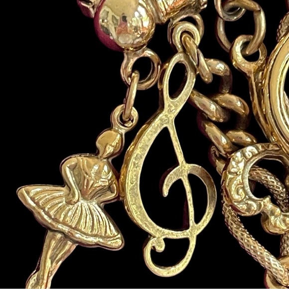 Vintage chatelaine double brooch, Victorian or Victorian inspired, music themed - Picture 5 of 10